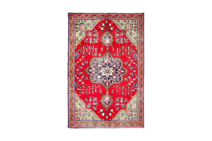 Käsinsolmittu Persialainen Matto 102x135 cm Vintage - Punainen/Vihreä - Kodintekstiilit - Matot
