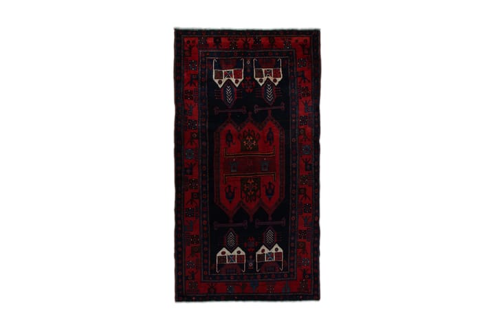 Käsinsolmittu persialainen matto 122x225 cm - Tummansininen / Punainen - Kodintekstiilit - Matot - Itämainen matto