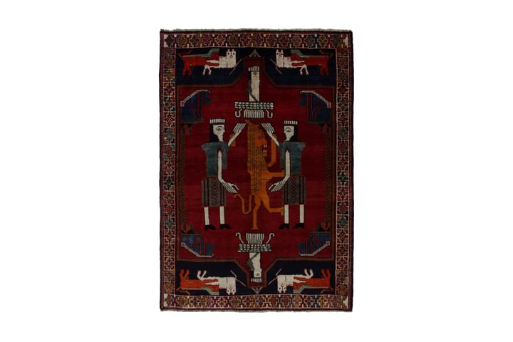 Käsinsolmittu persialainen matto 127x188 cm - Punainen/Beige - Kodintekstiilit - Matot - Itämainen matto