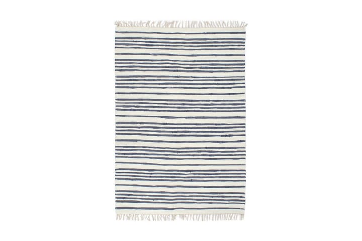 Käsin kudottu chindi-matto 160x230cm sininen/valkoinen - Sininen - Kodintekstiilit - Matot - Käsintehdyt matot