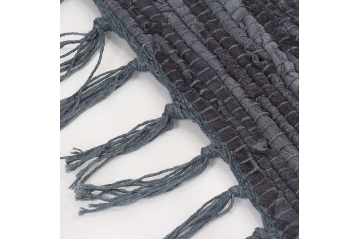 Käsin punottu Chindi-matto nahka 160x230 cm harmaa - Harmaa - Kodintekstiilit - Matot - Käsintehdyt matot