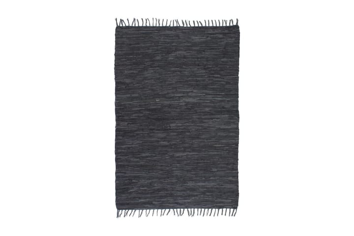Käsin punottu Chindi-matto nahka 190x280 cm harmaa - Harmaa - Kodintekstiilit - Matot - Käsintehdyt matot