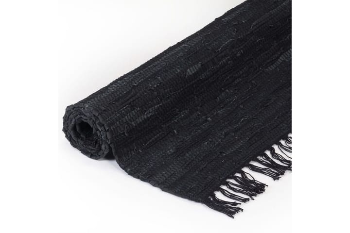 Käsin punottu Chindi-matto nahka 190x280 cm musta - Musta - Kodintekstiilit - Matot - Käsintehdyt matot
