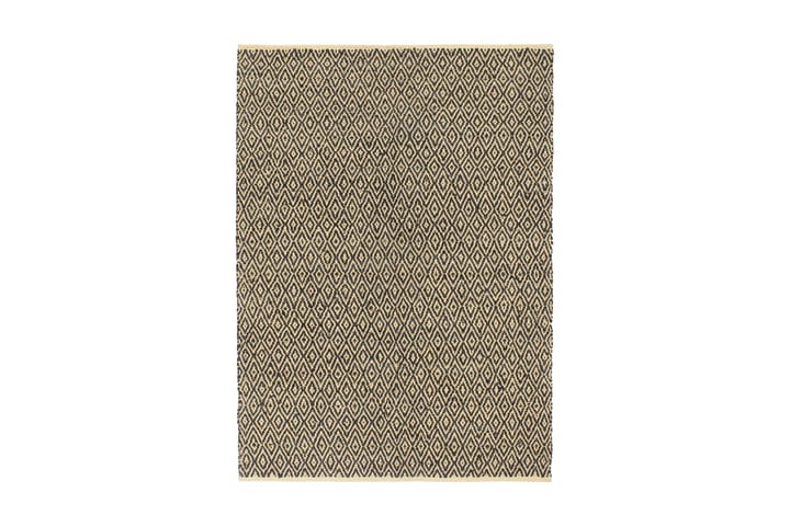 Käsin punottu chindi-matto nahka puuvilla 120x170 cm musta - Musta - Kodintekstiilit - Matot - Moderni matto - Puuvillamatto