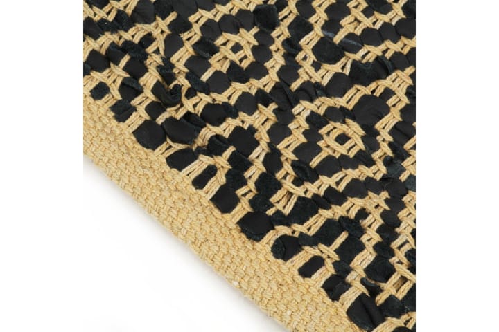 Käsin punottu Chindi-matto nahka puuvilla 160x230 cm musta - Musta - Kodintekstiilit - Matot - Käsintehdyt matot