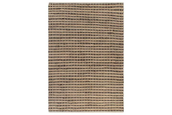 Käsinkudottu juuttimatto 120x180 cm luonnollinen ja musta - Beige - Kodintekstiilit & matot - Matto - Moderni matto - Kuviollinen matto