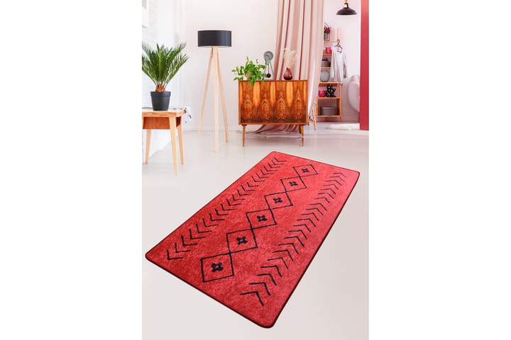 Käytävämatto Kezban 100x300 cm - Punainen/musta/sametti - Kodintekstiilit - Matot - Moderni matto - Kuviollinen matto