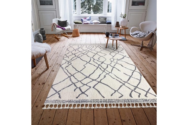 Käytävämatto Tacettin 80x300 cm - Valkoinen / Harmaa - Kodintekstiilit & matot - Matto - Moderni matto - Käytävämatto