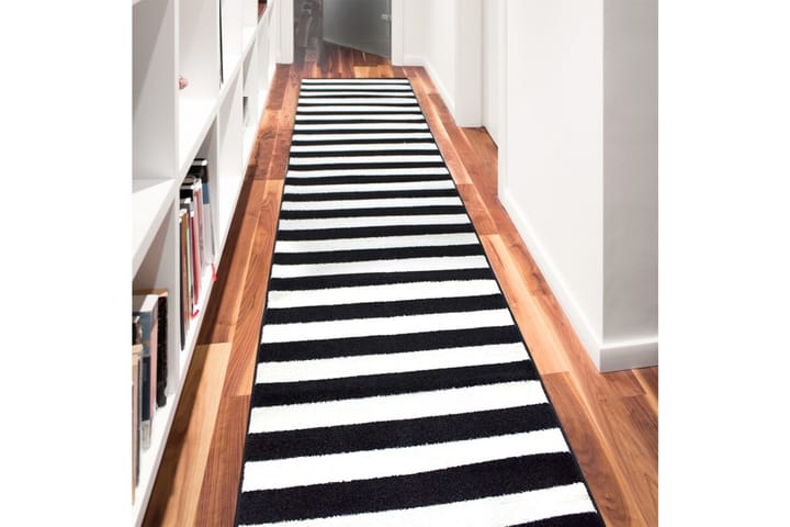 Matto Himeshe 120x300 cm - Musta / Valkoinen - Kodintekstiilit - Matot - Moderni matto - Kuviollinen matto
