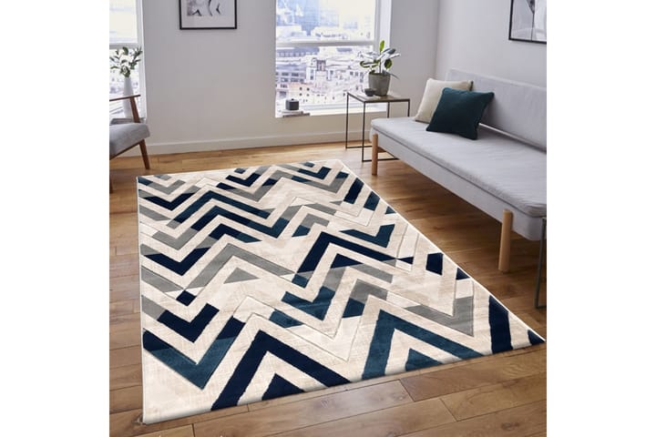 Matto Rubinas 100x200 cm - Sininen/Kermanvalkoinen/Beige - Kodintekstiilit - Matot - Moderni matto - Kuviollinen matto