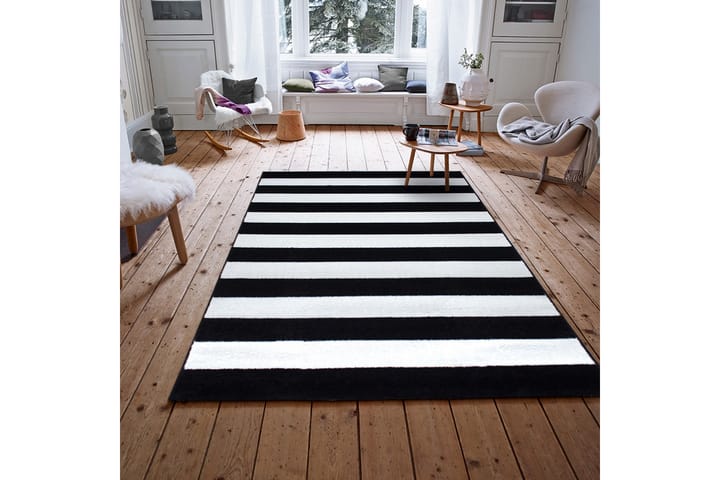 Matto Rubinas 120x200 cm - Musta/Kermanvalkoinen - Kodintekstiilit - Matot - Moderni matto - Kuviollinen matto