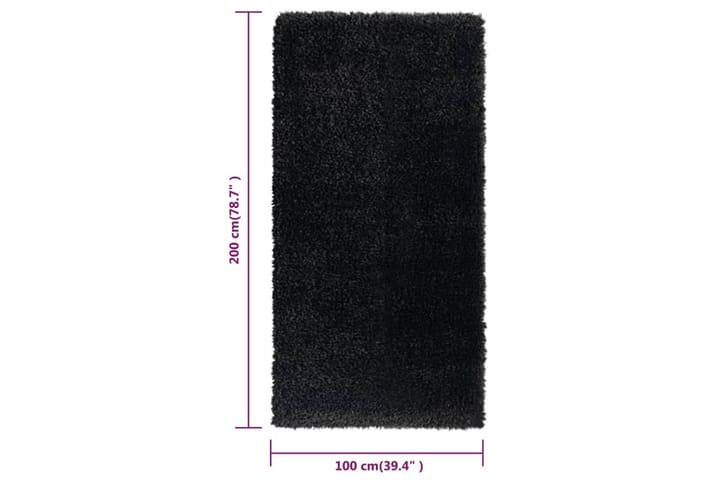 Korkeanukkainen Shaggy matto musta 100x200 cm 50 mm - Musta - Kodintekstiilit - Matot - Moderni matto - Nukkamatto