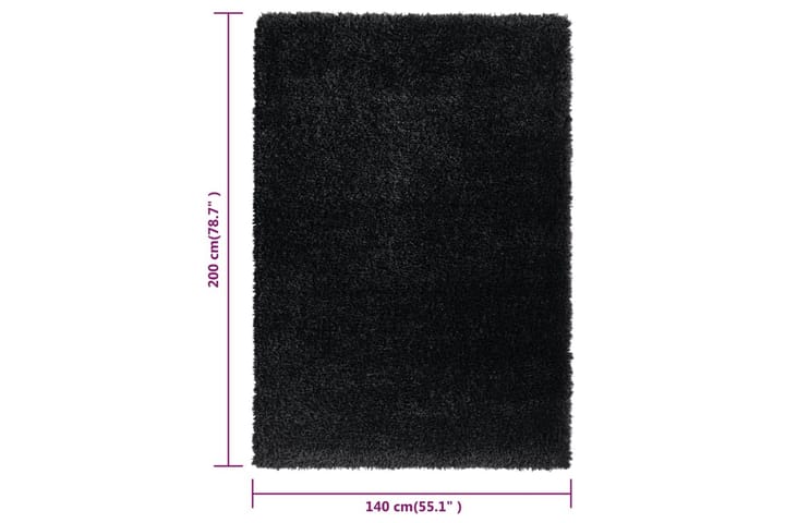 Korkeanukkainen Shaggy matto musta 140x200 cm 50 mm - Musta - Kodintekstiilit - Matot - Moderni matto - Käytävämatto