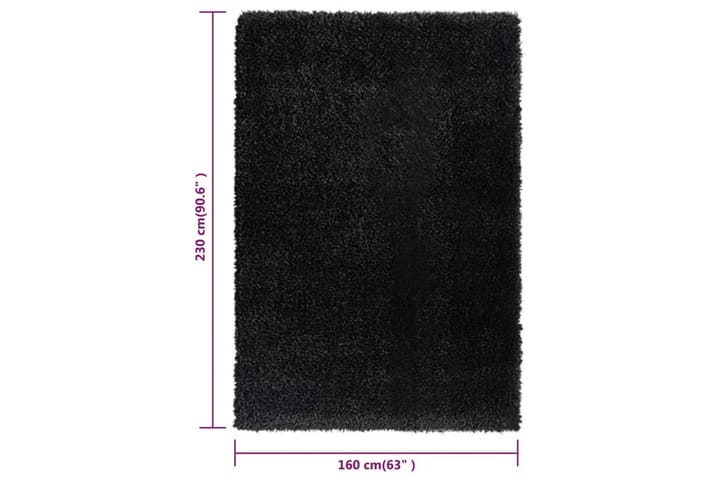 Korkeanukkainen Shaggy matto musta 160x230 cm 50 mm - Musta - Kodintekstiilit - Matot - Moderni matto - Nukkamatto