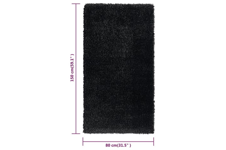 Korkeanukkainen Shaggy matto musta 80x150 cm 50 mm - Musta - Kodintekstiilit & matot - Matto - Moderni matto - Nukkamatto