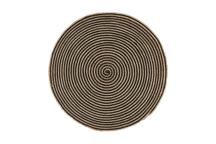 Käsintehty juuttimatto mustalla spiraalikuviolla 150cm - Musta - Kodintekstiilit - Matot - Käsintehdyt matot