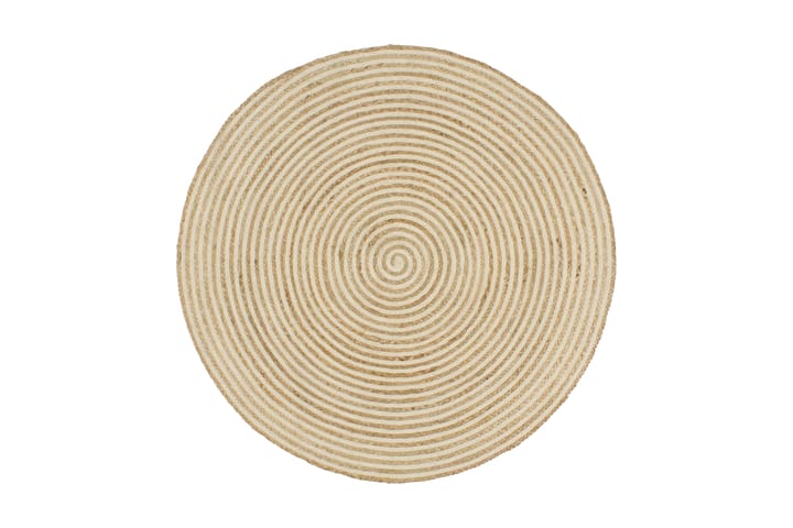 Käsintehty juuttimatto valkoisella spiraalikuviolla 90cm - Valkoinen - Kodintekstiilit - Matot - Moderni matto - Sisalmatto