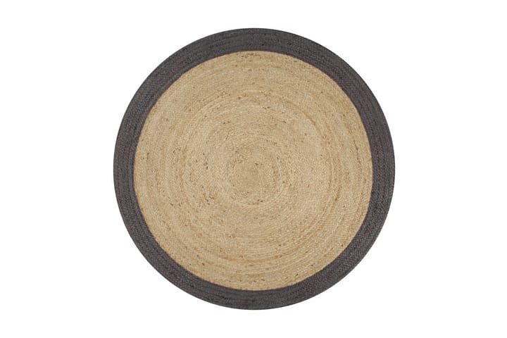 Käsintehty pyöreä juuttimatto tummanharmaalla reunalla 120cm - Harmaa - Kodintekstiilit - Matot