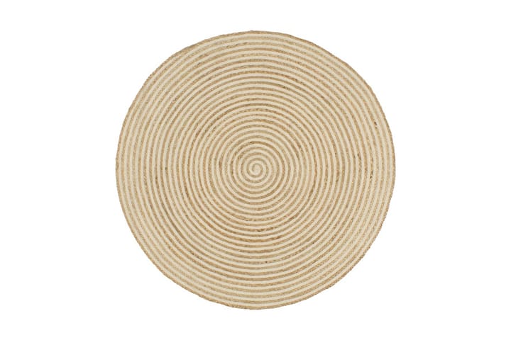 Käsintehty pyöreä juuttimatto valkoisella spiraalilla120 cm - Valkoinen - Kodintekstiilit - Matot - Moderni matto - Villamatto