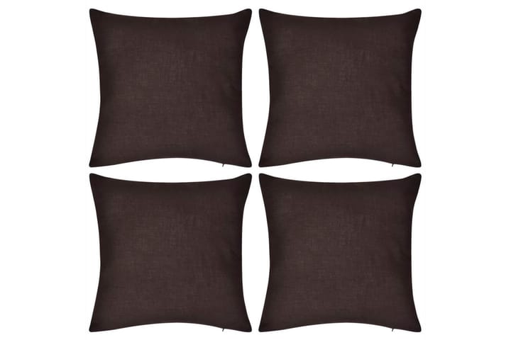 Ruskea Tyynynpäällinen 4 kpl Puuvilla 50 x 50 cm - Ruskea - Kodintekstiilit - Tyyny & torkkupeitto - Tyynynpäälliset