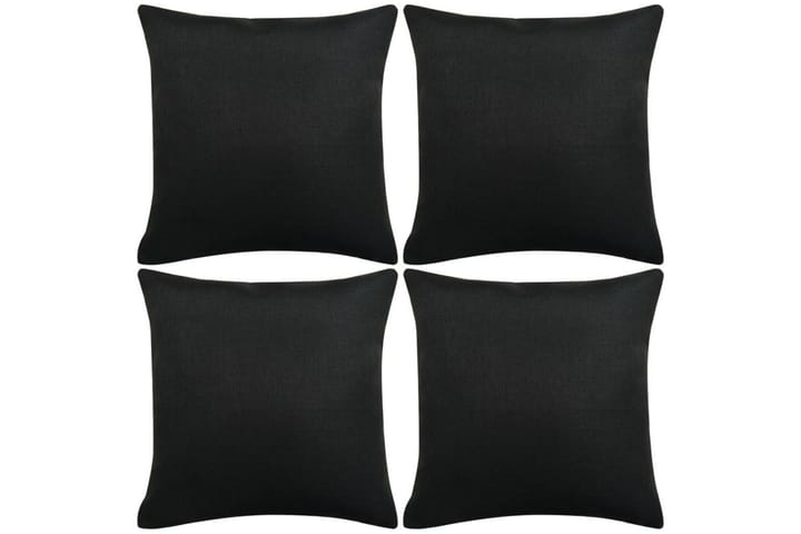 Tyynynpäällinen Pellavatyylinen Musta 4kpl 50x50 cm - Musta - Kodintekstiilit & matot - Tyyny & torkkupeitto - Tyynynpäälliset