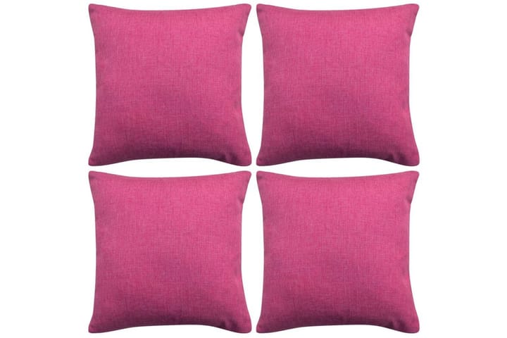 Tyynynpäällinen Pellavatyylinen Pinkki 4kpl 50 x 50 cm - Pinkki - Kodintekstiilit - Tyyny & torkkupeitto - Tyynynpäälliset