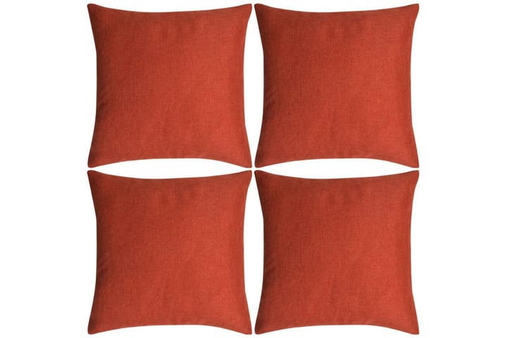 Tyynynpäällinen Pellavatyylinen Terrakotta 4kpl 50 x 50 cm - Oranssi - Kodintekstiilit - Tyyny & torkkupeitto - Koristetyynyt