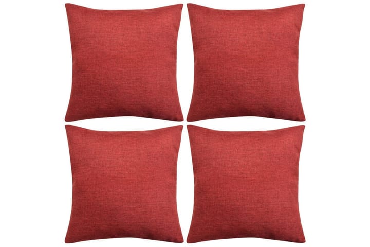 Tyynynpäällinen Pellavatyylinen Viininpunainen 4kpl 40x40 cm - Punainen - Kodintekstiilit - Tyyny & torkkupeitto - Tyynynpäälliset
