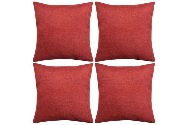 Tyynynpäällinen Pellavatyylinen Viininpunainen 4kpl 50x50cm - Punainen - Kodintekstiilit - Tyyny & torkkupeitto - Tyynynpäälliset