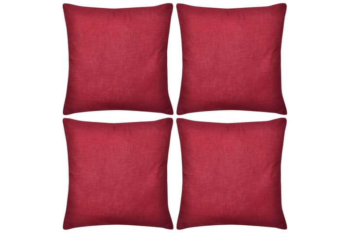 Viininpunainen Tyynynpäällinen 4 kpl Puuvilla 80 x 80 cm - Punainen - Kodintekstiilit - Tyyny & torkkupeitto - Tyynynpäälliset