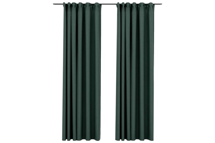 Pellavamaiset pimennysverhot koukuilla 2kpl vihreä 140x225cm - Kodintekstiilit - Verhot