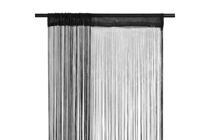 String-verhot 2 kpl 100x250 cm Musta - Musta - Kodintekstiilit & matot - Verhot - Sivuverho - Lenkkiverho