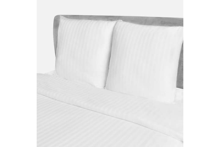 Cotton Satin Striped Duvet Cover & 2 Pillowcases 200x220/80x - Valkoinen - Kodintekstiilit - Vuodevaatteet - Pussilakana - Pussilakana tuplapeite