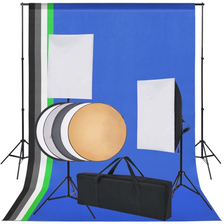 Valokuvastudiosetti 5 värillistä taustaa ja 2 softboxia - Monivärinen - Kotitalous - Siivous & vaatehuolto - Lajittelu & jätehuolto
