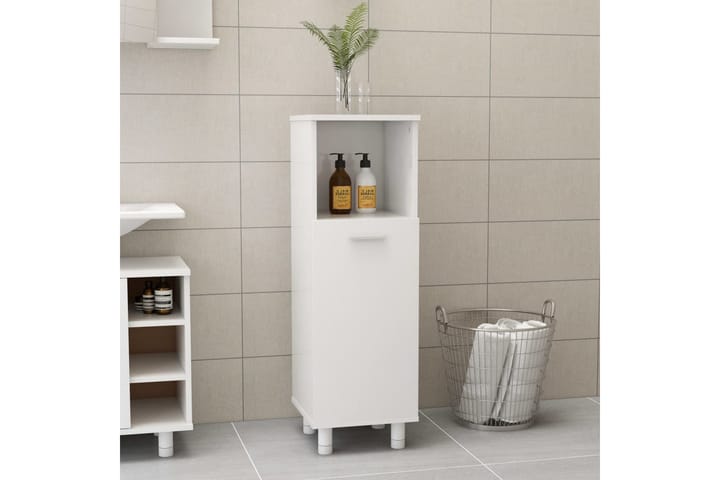 Kylpyhuonekaappi korkeakiilto valkoinen 30x30x95 cm - Valkoinen - Kylpyhuone - Kylpyhuonekalusteet - Kylpyhuonekaapit