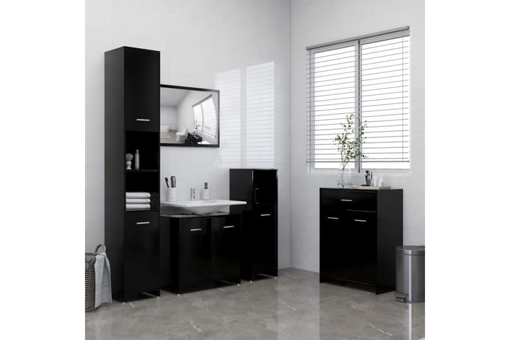 4-osainen kylpyhuoneen kalustesarja musta - Musta - Kylpyhuone - Kylpyhuonekalusteet - Kylpyhuonekalustepaketit