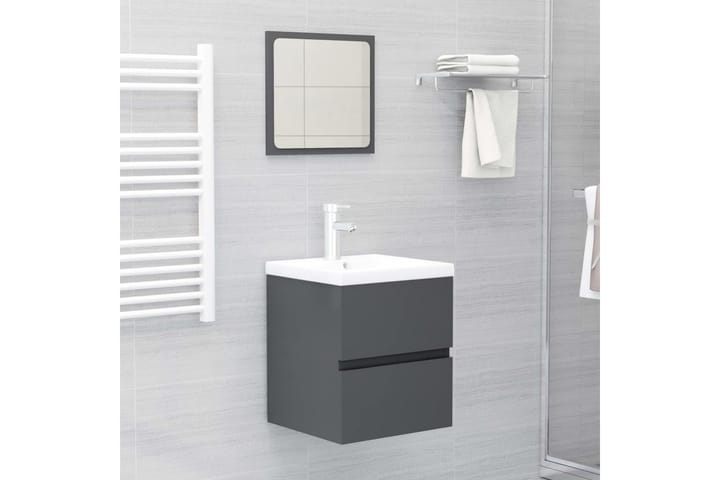 Kylpyhuoneen kalustesarja harmaa lastulevy - Kylpyhuone - Kylpyhuonekalusteet - Kylpyhuonekalustepaketit