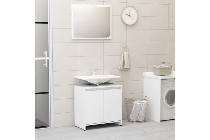 Kylpyhuoneen kalustesarja valkoinen lastulevy - Valkoinen - Kylpyhuone - Kylpyhuonekalusteet - Kylpyhuonekalustepaketit
