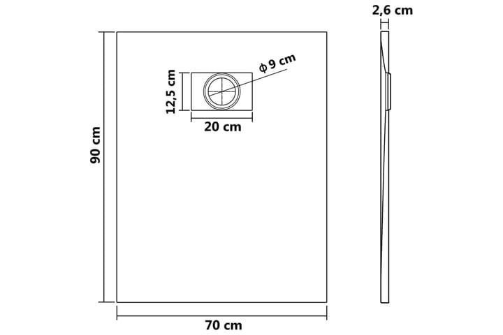 Suihkualusta SMC harmaa 90x70 cm - Kylpyhuone - Kylpyhuonetarvikkeet - Muuta