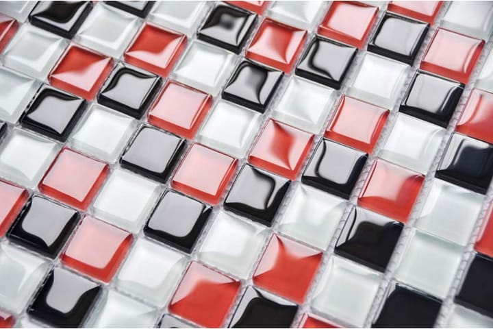 Kristallimosaiikki Red Checkers 30X30 - Seinälaatat & Lattialaatat - Mosaiikki - Kristallimosaiikki