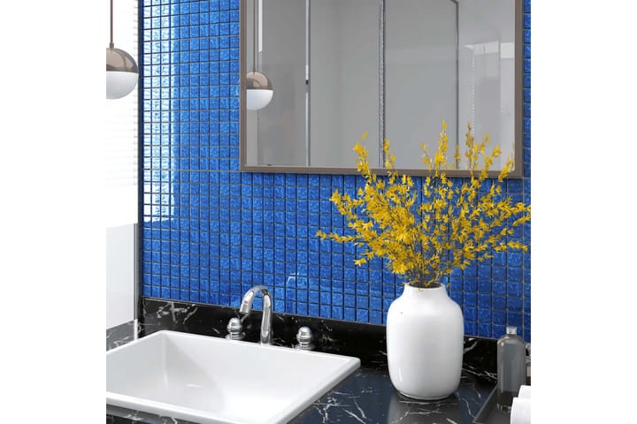 Mosaiikkilaatat itsekiinnittyvät 11 kpl sininen 30x30cm lasi - Sininen - Seinälaatat & Lattialaatat - Mosaiikki - Lasimosaiikki