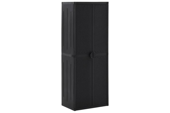 Puutarhan varastokaappi musta 65x45x172 cm PP - Musta - Piha & ulkoaltaat - Lasiterassi & pihamökki - Huvimaja