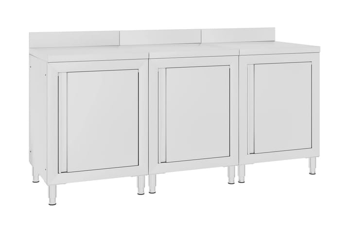 Kaupallinen työpöytä kaapilla 180x60x96 cm ruostumaton teräs - Huonekalut - Pöytä & ruokailuryhmä - Työpöytä - Kirjoituspöytä