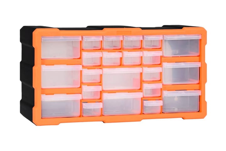 Monilaatikko järjestelijä 22 laatikolla 49x16x25,5 cm - Oranssi - Piha & ulkoaltaat - Piha-alue - Ulkosäilytys - Autotallin sisustus & säilytys