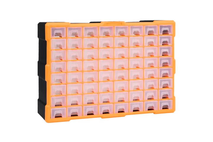 Monilaatikko järjestelijä 64 laatikolla 52x16x37,5 cm - Oranssi - Talo & remontointi - Rakentaminen - Naulat, ruuvit & kiinnitys - Tarvikkeiden säilytys