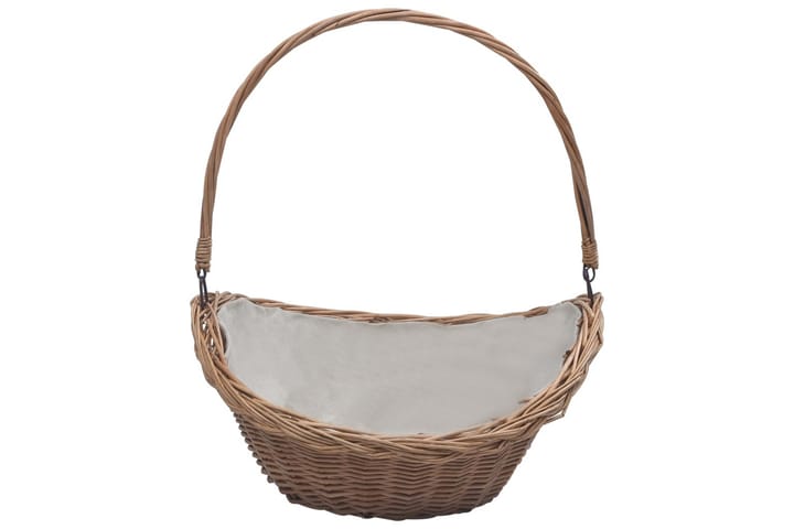 Firewood Basket with Handle 57x46,5x52 cm Brown Willow - Ruskea - Piha & ulkoaltaat - Piha-alue - Ulkosäilytys - Polttopuun säilytys