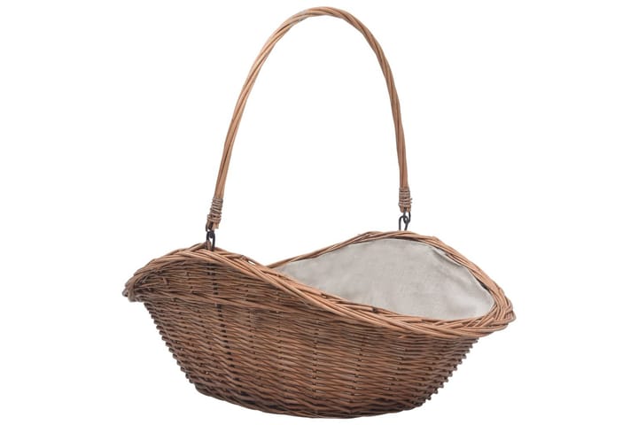 Firewood Basket with Handle 60x44x55 cm Natural Willow - Ruskea - Säilytys - Piensäilytys - Säilytyskorit - Halkokori