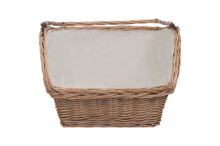 Firewood Basket with Handle 61,5x46,5x58 cm Brown Willow - Ruskea - Piha & ulkoaltaat - Piha-alue - Ulkosäilytys - Polttopuun säilytys