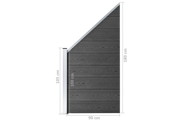 Aitapaneelisarja WPC  1311x(105-186) cm musta - Musta - Piha - Puutarhakoristeet & pihatarvikkeet - Aidat & portit