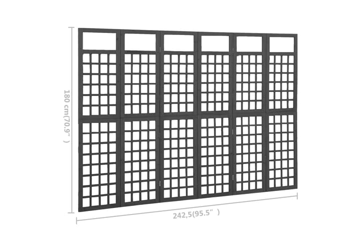 Tilanjakaja/säleikkö 6 paneelia täysi kuusi 242,5x180 cm - Musta - Piha & ulkoaltaat - Viljely & puutarhanhoito - Kasvihuone - Kasvihuonetarvikkeet